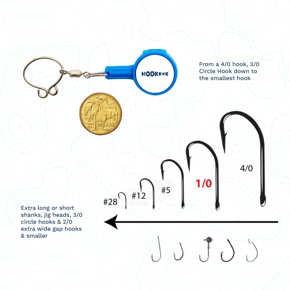 HOOK-EZE Fishing Knot Tying Tool | Protect from Fish Hooks | Standard, Blue Fish