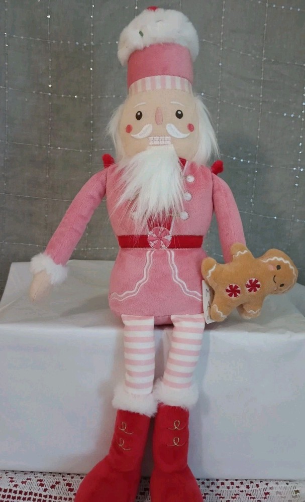 Mon Ami Gingerbread Pink Plush Nutcracker Christmas Decor NEW
