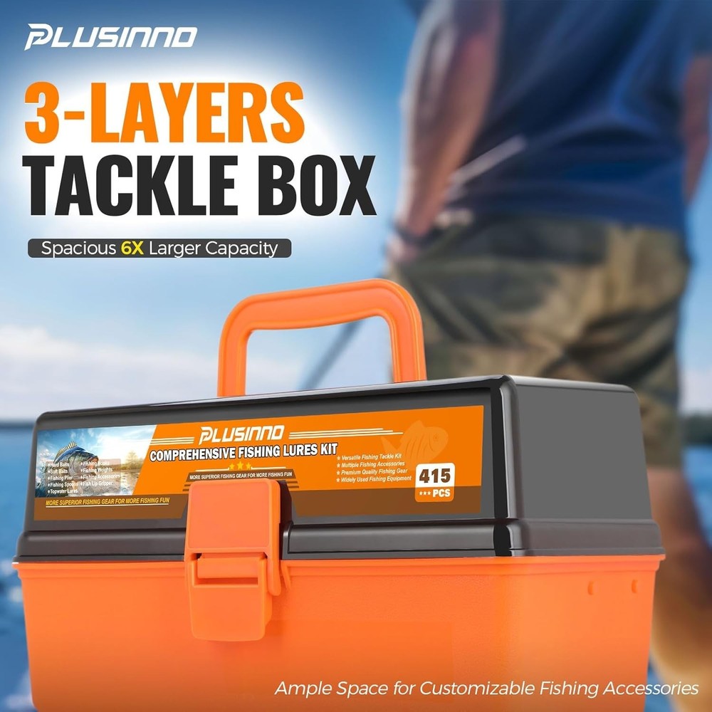 Comprehensive Fishing Kit: 3-Layer Tackle Box with 415Pcs for Effortless Angling