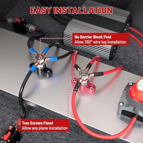 2PCS Car Single Stud Battery Junction Posts Block, 12V Positive & 5/16"