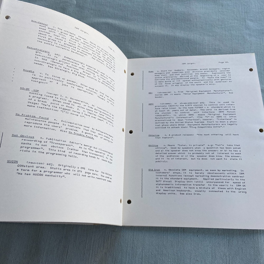 IBM Internal Document Jargon General Computing Dictionary Manual 6th Ed. 1983