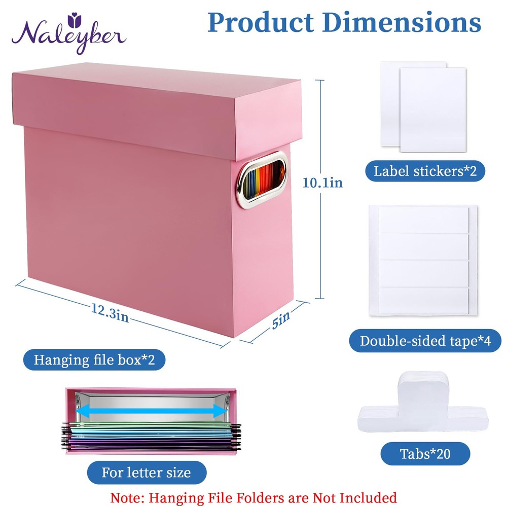 File Organizer Box with Lid & Handle, Thickened Cardboard Hanging File Folder...