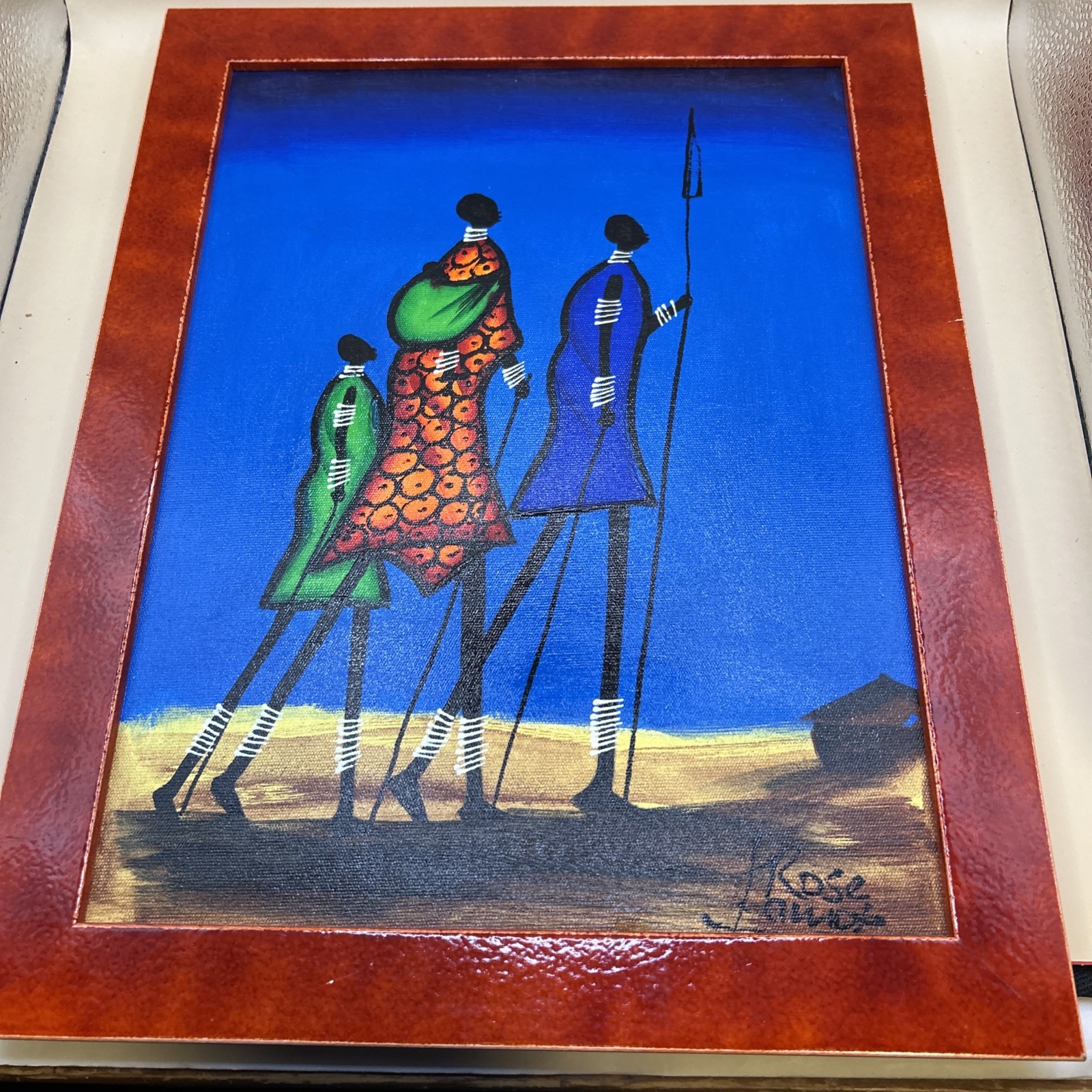 ROSE KAMOTO AFRICAN PEOPLE ORIGINAL OIL ON CANVAS PAINTING