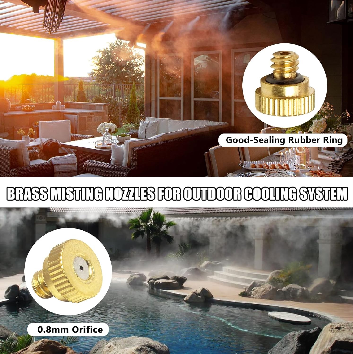 20pcs Brass Misting Nozzles 0.031" 10/24 UNC Patio Outdoor Cooling System