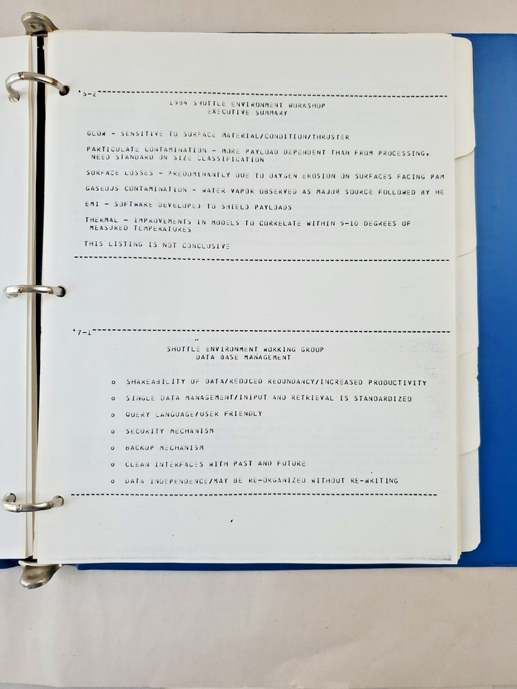 NASA Shuttle Environment Plan January 1985