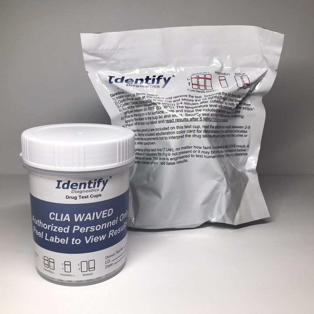 5 Pack IDENTIFY Diagnostics 12 Panel Drug Test Cup with BUP Testing OPEN BOX