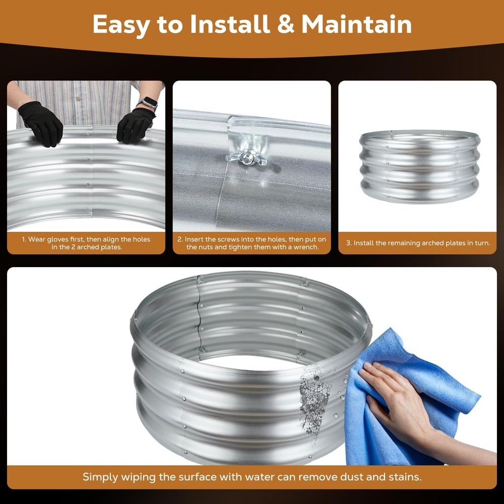 24 Inch Round Galvanized Fire Pit Ring, Silver Round Galvanized Fire Ring, 2 Fee