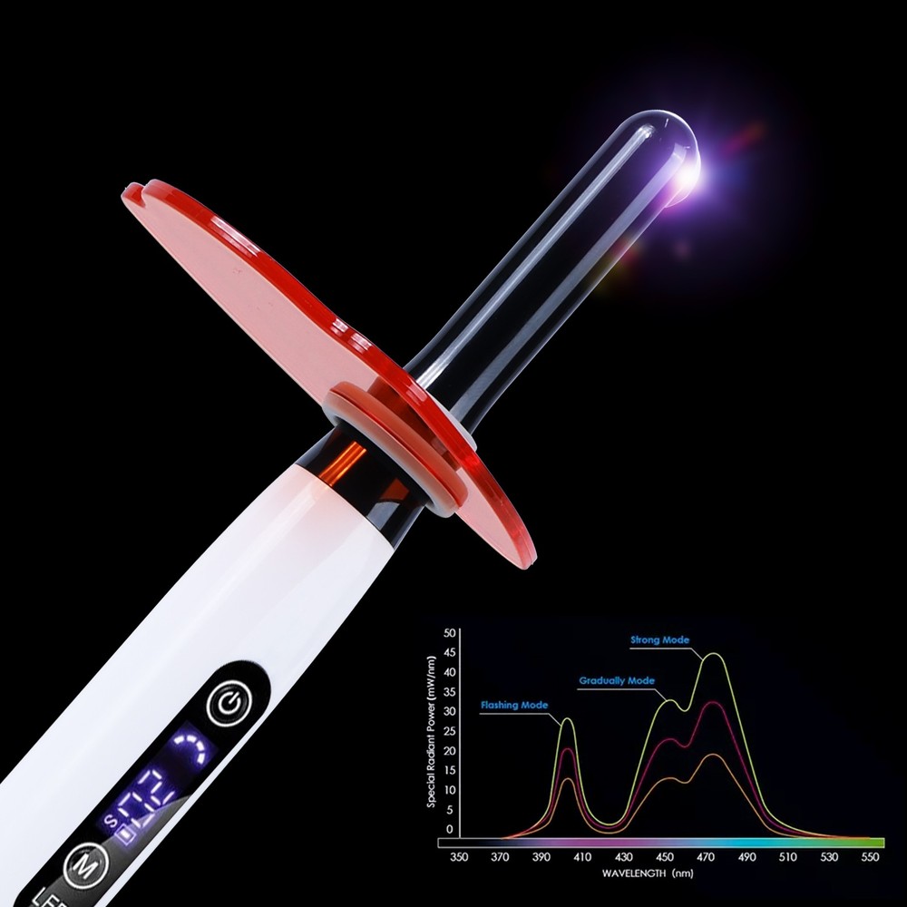 Potable Wireless LED Curing Light 1 Second with 7 Working Head Lens 2400mW/cm2