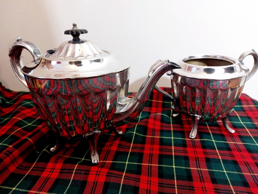 Antique Silverplate Teapot Sugar Bowl Sheffield 1938