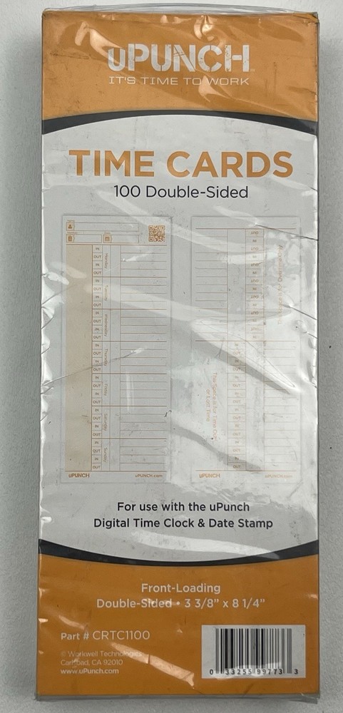 uPunch 100 Time Cards Double-Sided
