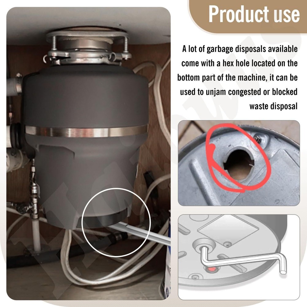 Garbage Disposal Wrench, Allen Wrench Tool Compatible Silver