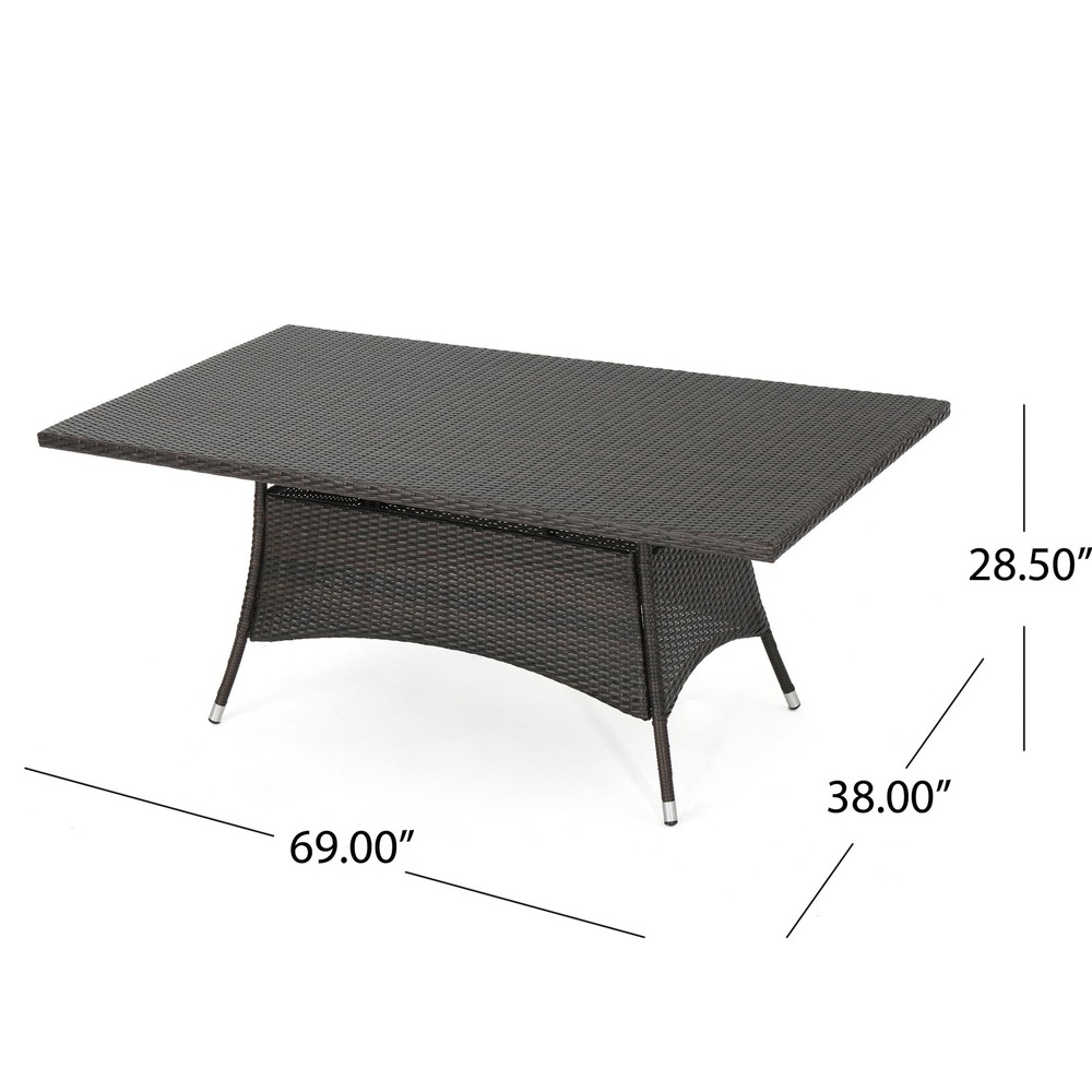 Modern Rectangular Wicker Dining Table for Outdoor Patio