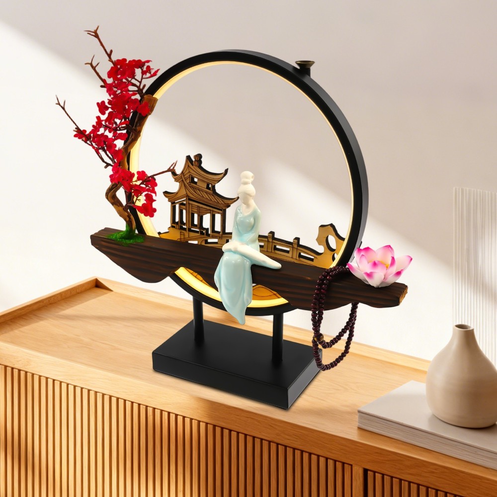 Backflow Incense Holder with LED Light, Ceramic Backflow Incense Burner