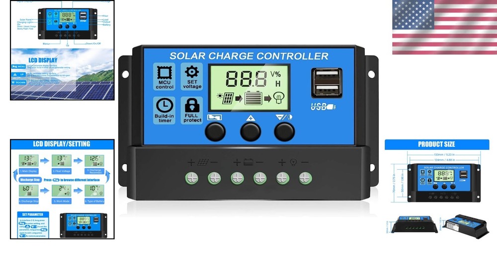 Efficient 30A PWM Solar Charge Controller - Safe, Adjustable, User-Friendly