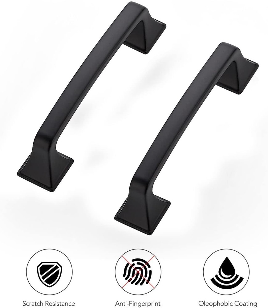 30Pack Matte Black Square Cabinet Pulls - 3-3/4" Arch Handles for Kitchen