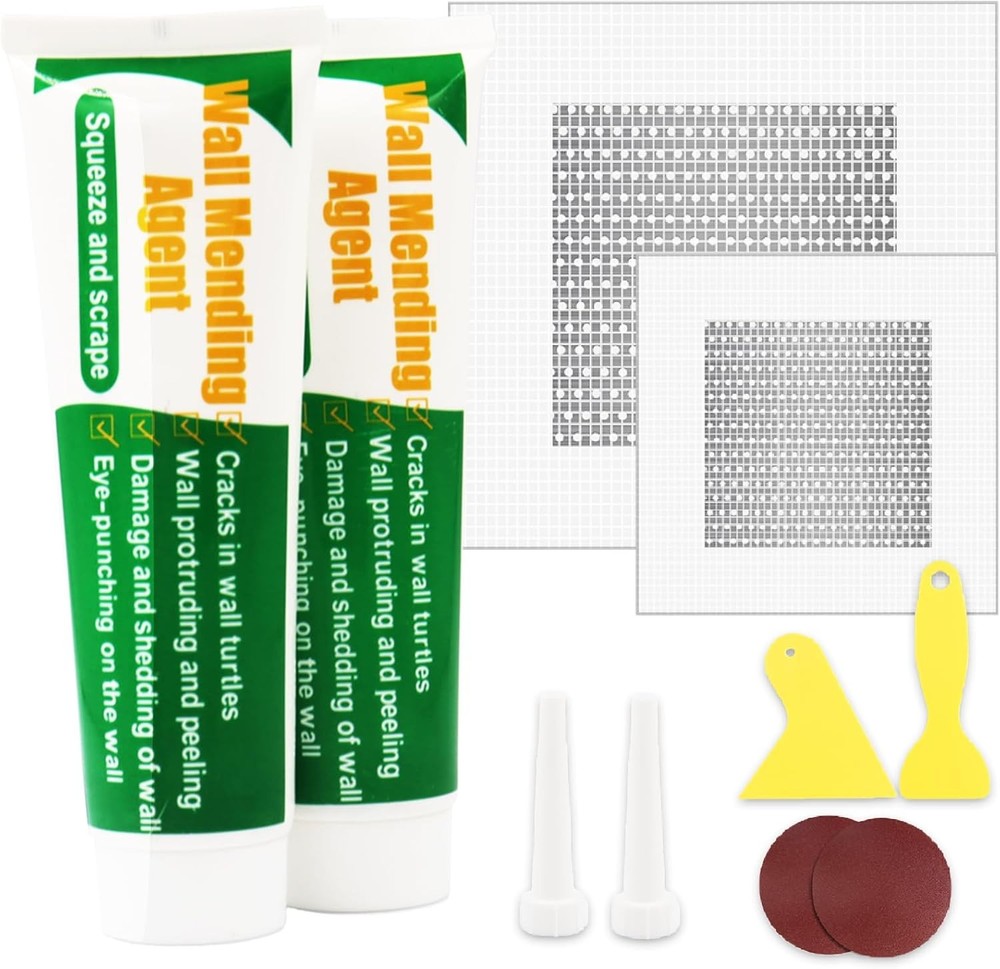 Drywall Repair Kit, Wall Patch kit, 200g Spackle + 2,4Patch, Green
