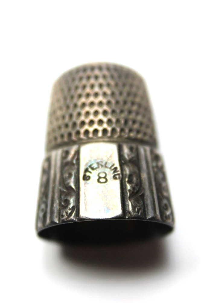 Late 1800's Simons Brothers Sterling Silver Thimble w/ Dated Monogram Panel