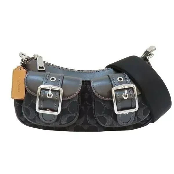 COACH CQ184 Ashton Baguette Signature Denim Handbag Shoulder Bag Women BRAND NEW