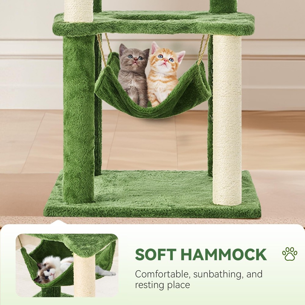 TSCOMON 61" Cat Tree for with Green Leaves, Multi-Level Large 55",