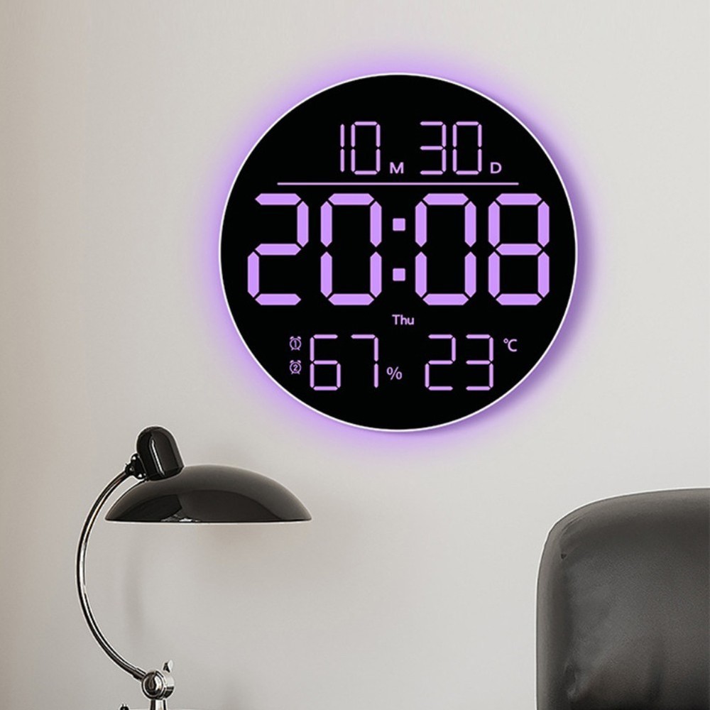 RGB Wall Clock with Remote Control Date Temp Humidity and Timer Function