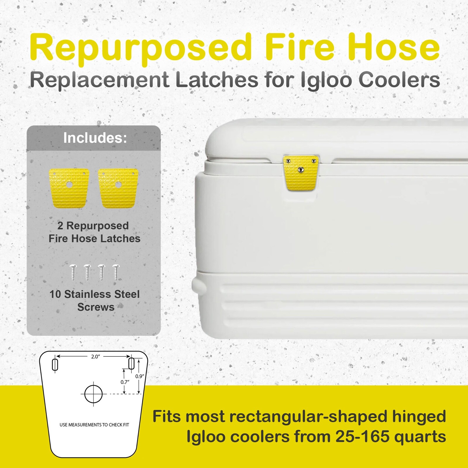 Unbreakable Igloo Cooler Latch, Repurposed Fire Hose. Replaces Igloo Part#24013