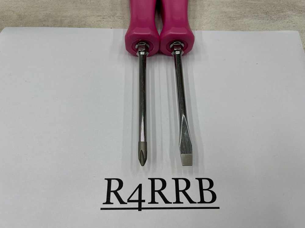Snap-on Tools NEW 2pc PEARL PINK Hard Handle Flat Phillips Head Screwdriver Set