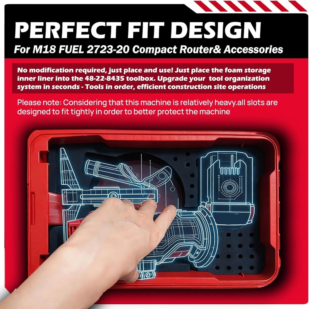 Portable Router Storage Foam Insert with Accessory Slots - Easy Installation