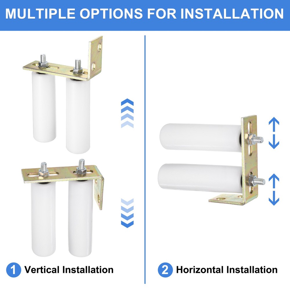 2Set Slide Gate Guide Roller, 6" Nylon Gate Support Rollers with Bracket, White