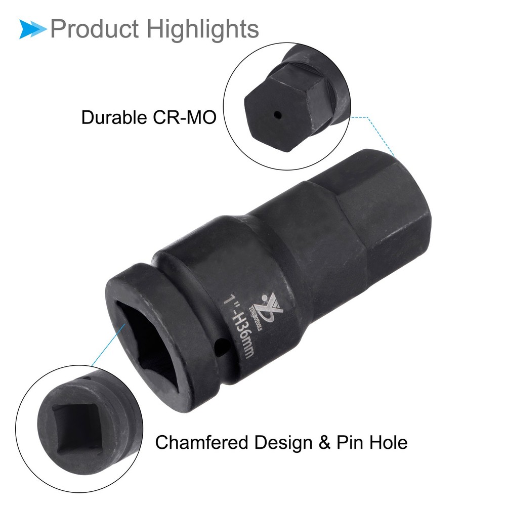 36mm Impact Hex Bit Socket 1" Square Drive Metric Hex Socket for Automotive