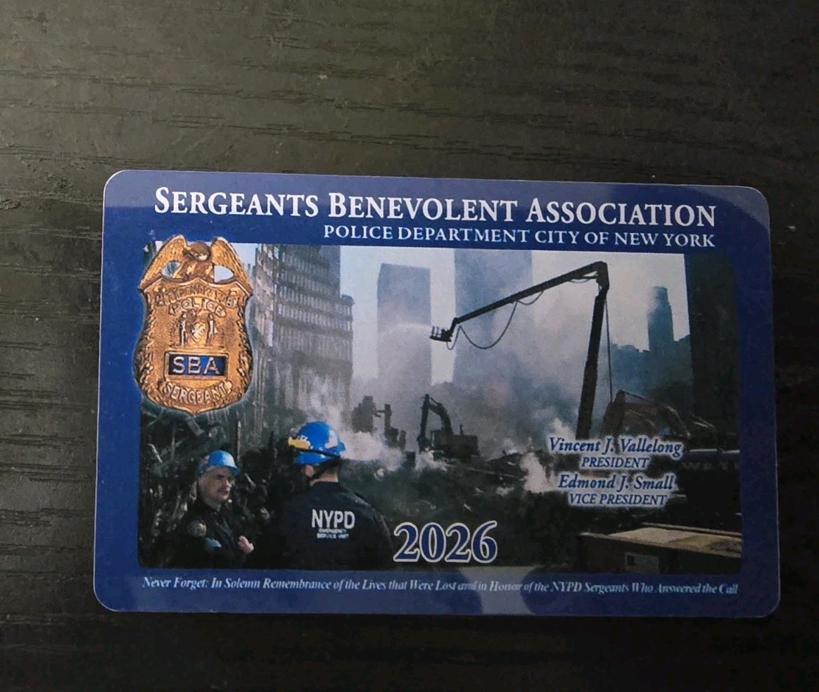 Nypd SBA Card Not PBA Twenty Twenty Six. Genuine Mint Condition Unsigned.