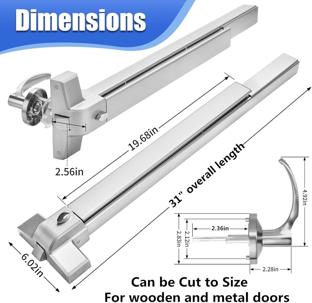 Heavy Duty Door Push Bar Panic Exit Device - Stainless Steel