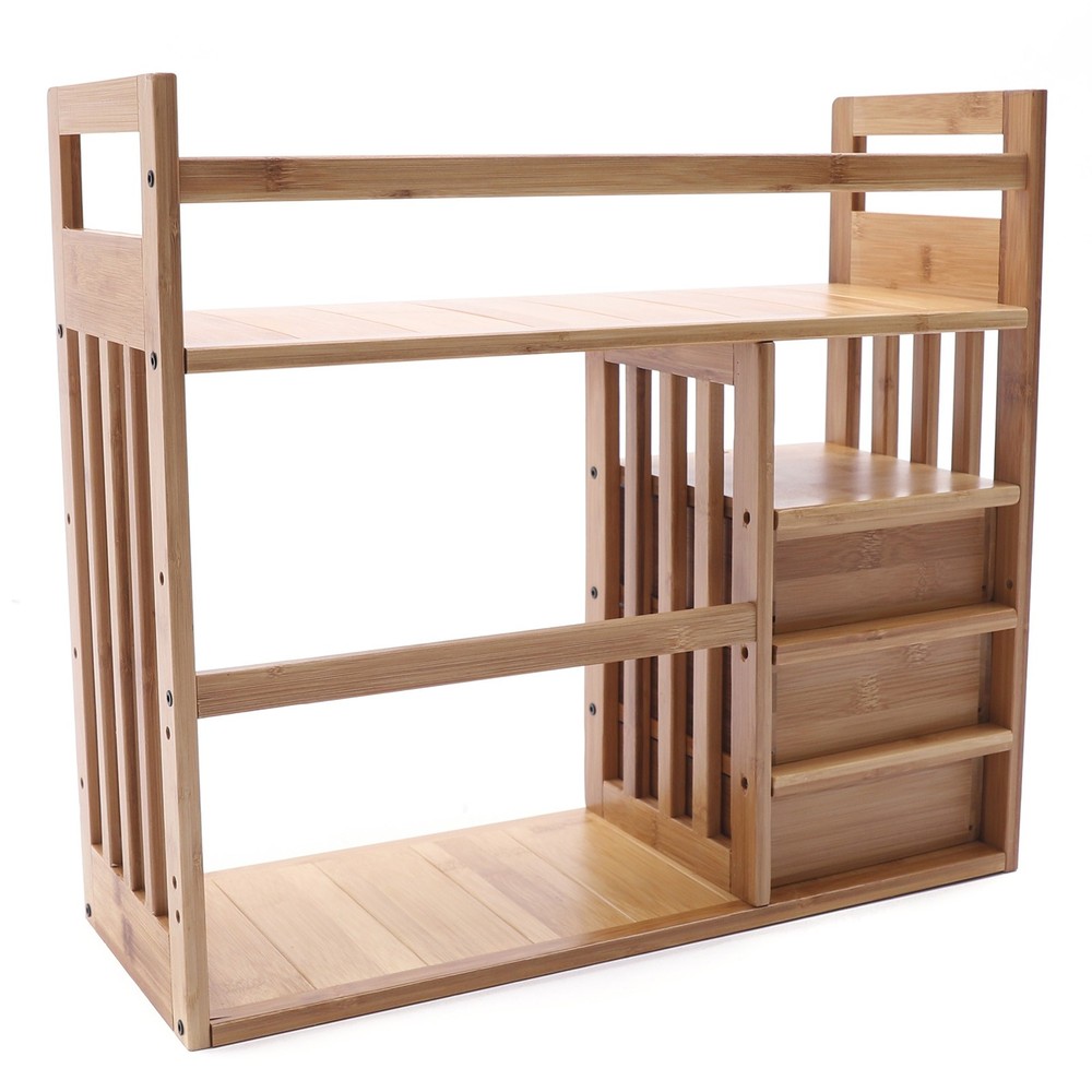 Natural Bamboo Desktop Bookshelf - Stylish Storage & Organization Solution