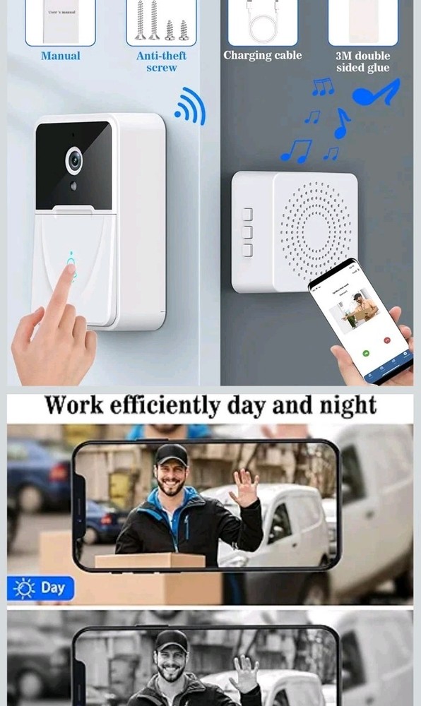 Wireless Security WiFi Smart Doorbell Intercom Video Camera Bell Chime Door Ring