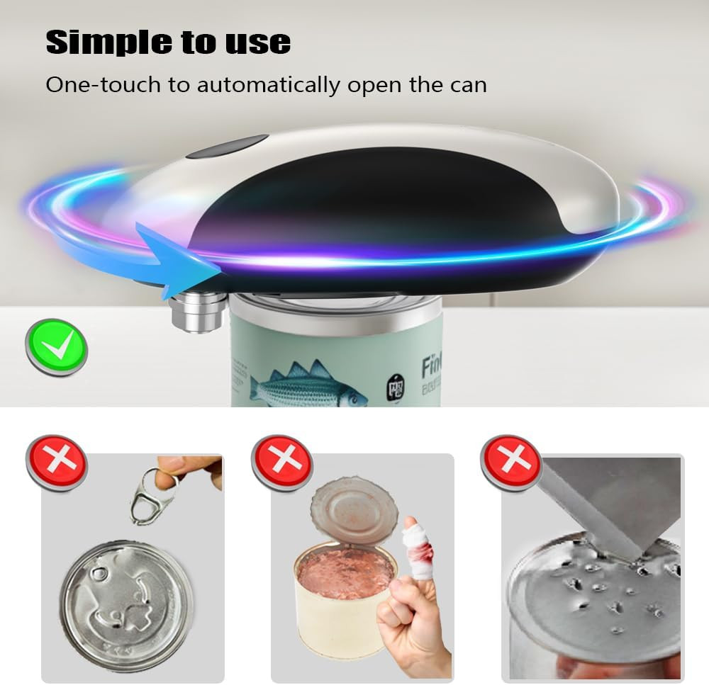 Rechargeable Electric Can Opener Smooth Edge Automatic USB Kitchen Tool
