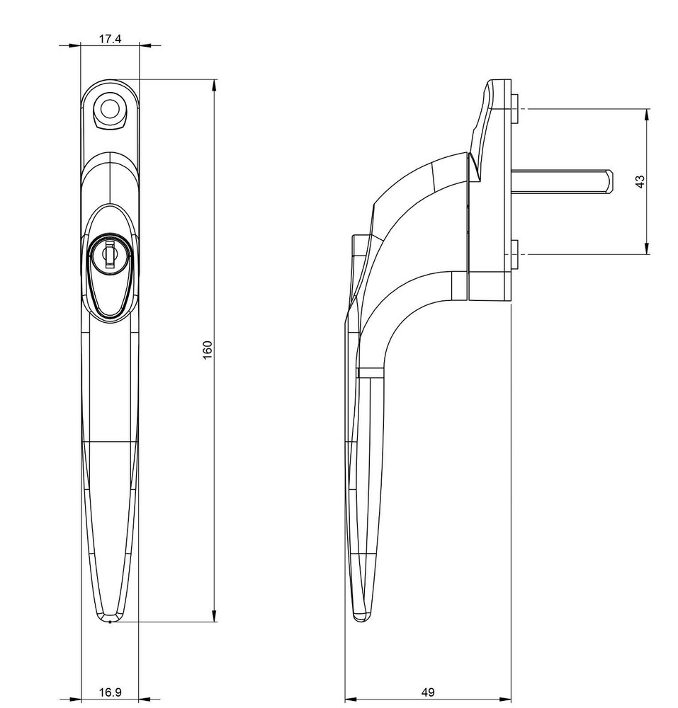 Yale uPVC Universal Window Handle Inline Locking Espag Double Glazing