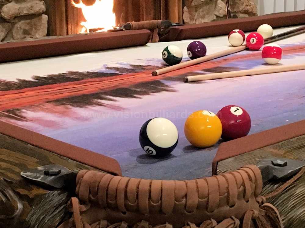 Wilderness 8' Hand-Crafted Rustic Log Pool Table Billiard for Log Home / Cabin