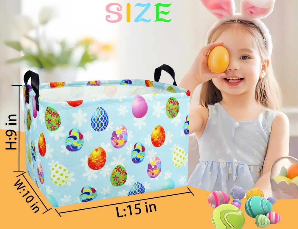 BOOHIT Rectangle Empty Easter Baskets Boy Large Toy Storage Bin Girls collaps...