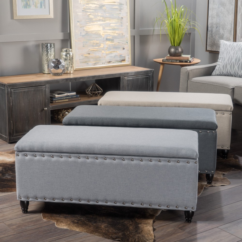 Storage Bench with Birch Legs and Storage Space