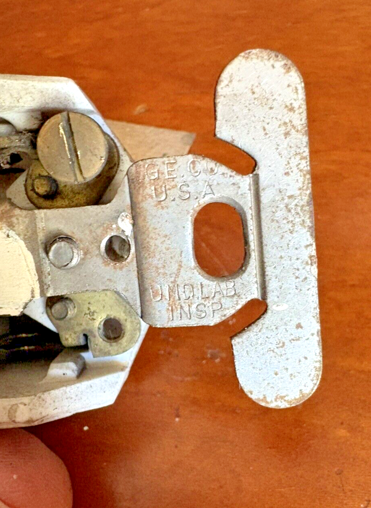 Toggle Light Switch #G E 1690~Early 1900s Antique Ceramic Base & Brass ~It Works