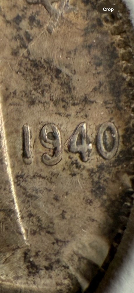 1940 Canada Silver 10 Cents coin - Double Date