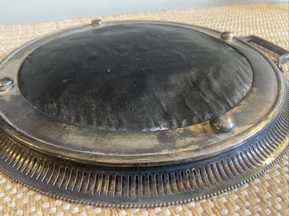 Antique Pairpoint Mfg Co Quad Plate Beveled Mirror Serving Perfume Tray Handles