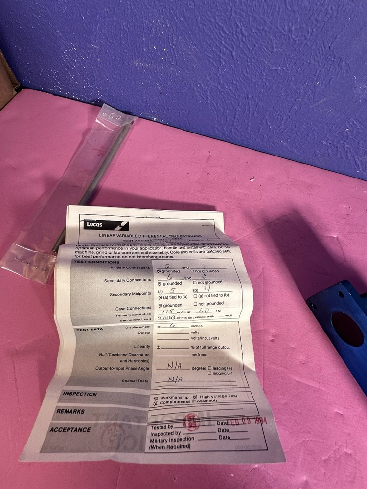 NEW Schaevitz 6000XS-B1-0326 Linear Variable Differential Transformer