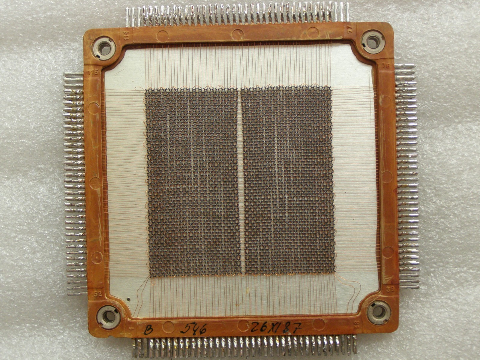 Dual-frame ferrite core memory plate 8192 bits, 1987.