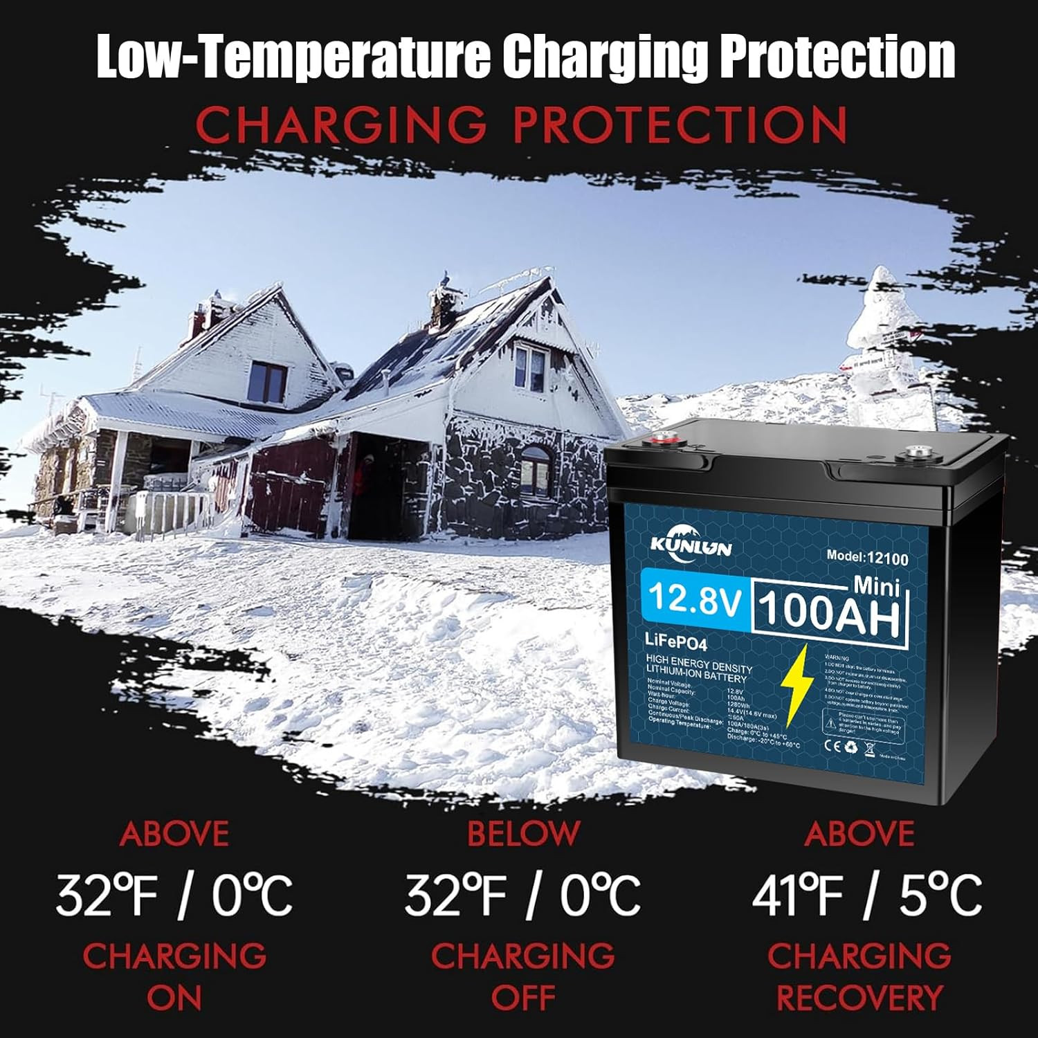 12V 100AH LiFePO4 Lithium Battery Deep Cycle BMS for Solar Panel RV Off-grid US