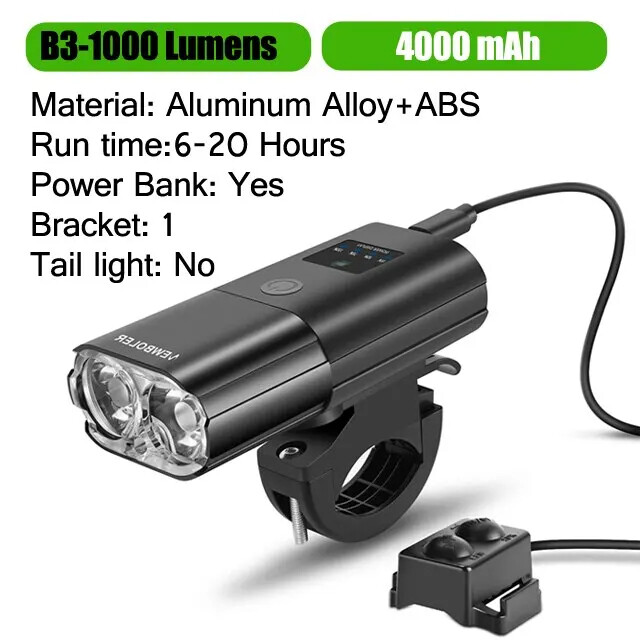 Bicycle Light Bicycle Headlight Power Bank Flashlight Handlebar USB Charging MTB