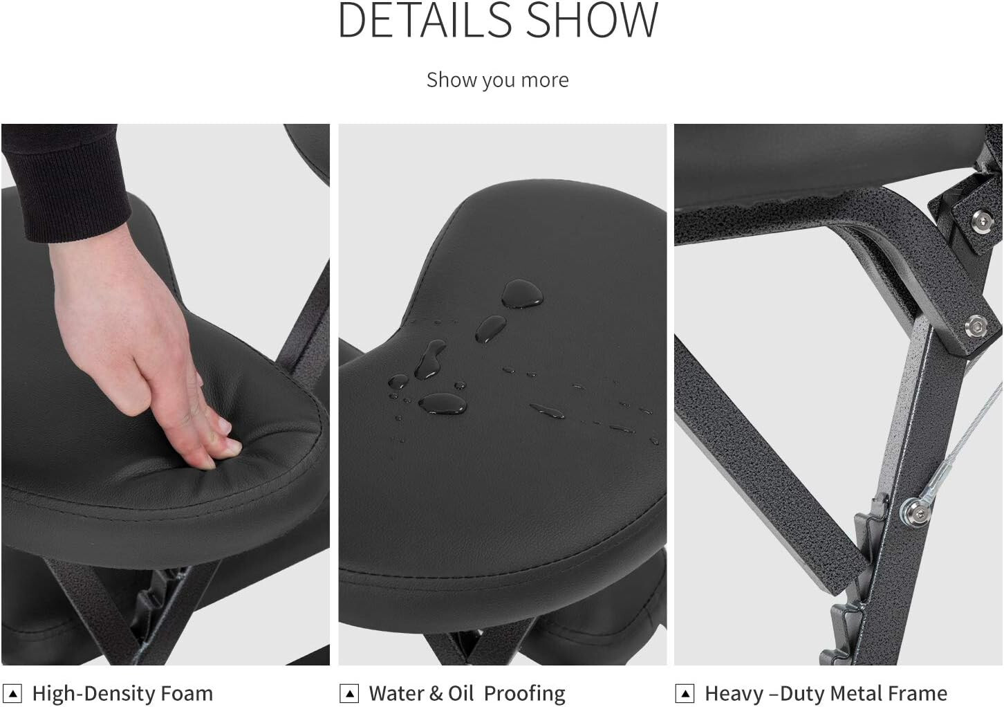 Massage Chair Portable Tattoo Chair Folding Height Adjustable 2 Inch Thick