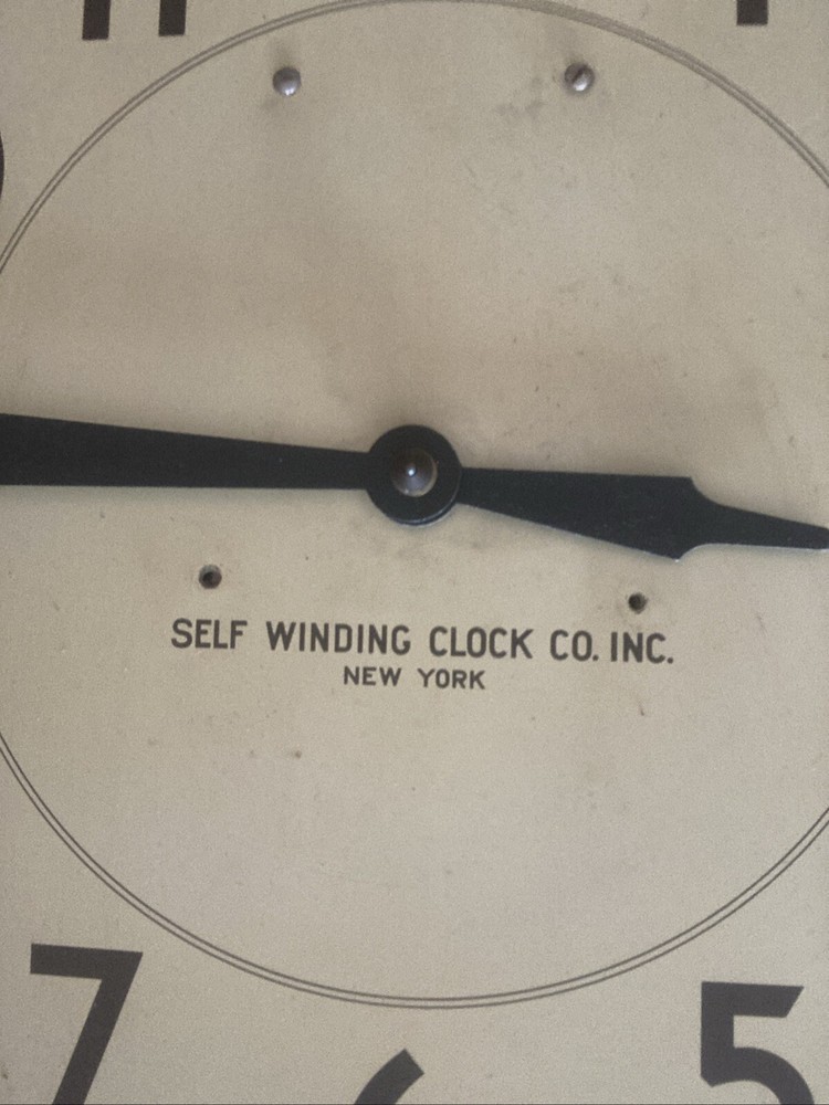 Self Winding Clock Co New York Wall Clock 19 Inches Square with Pendulum