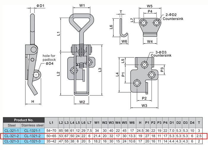 Stainless Steel Adjustable Toggle Latch Draw latch Catch with Lock-Hole