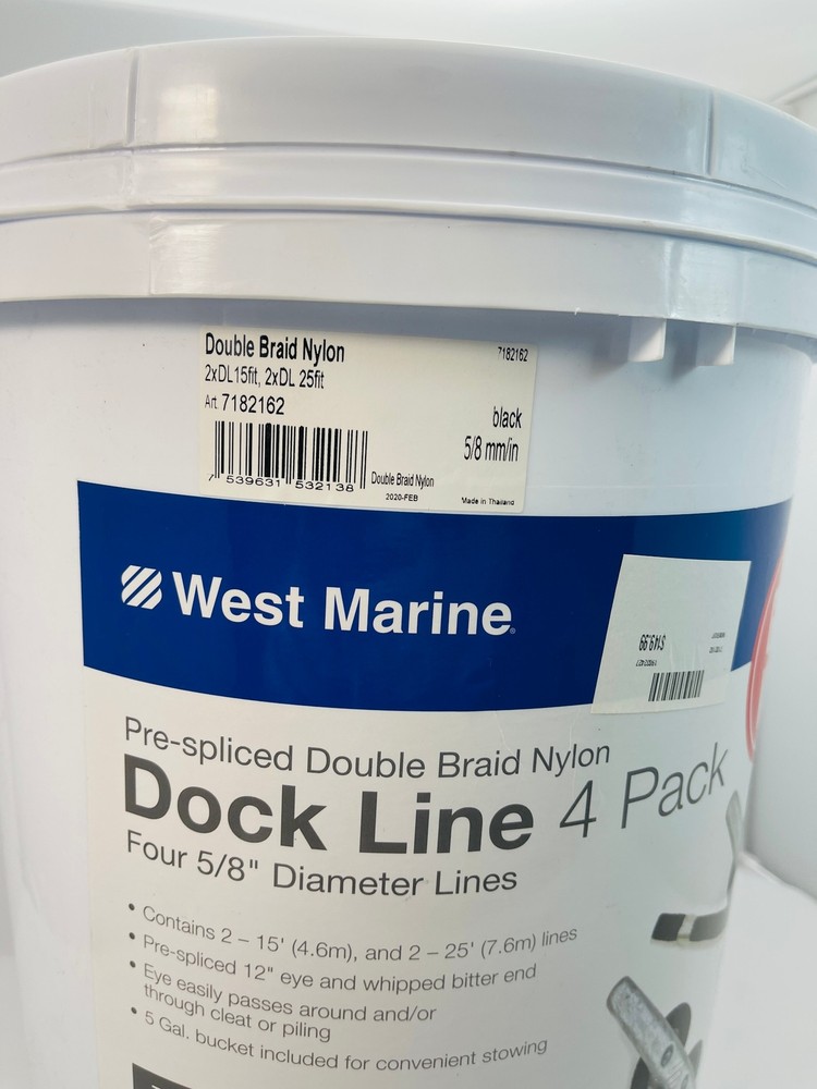 West Marine Pre-Spliced Double Braid Nylon Dock Line 4 Pack Black