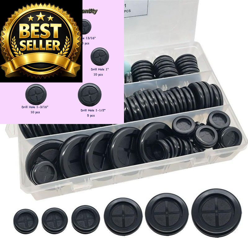 65Pcs Round Rubber Grommets kit 6 Sizes Double Sided for...